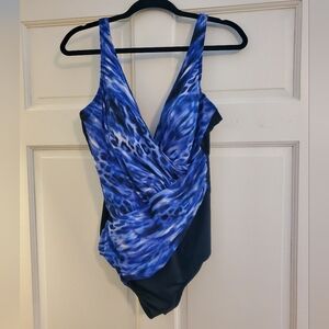 Miraclesuit Womens Black and Blue One Piece